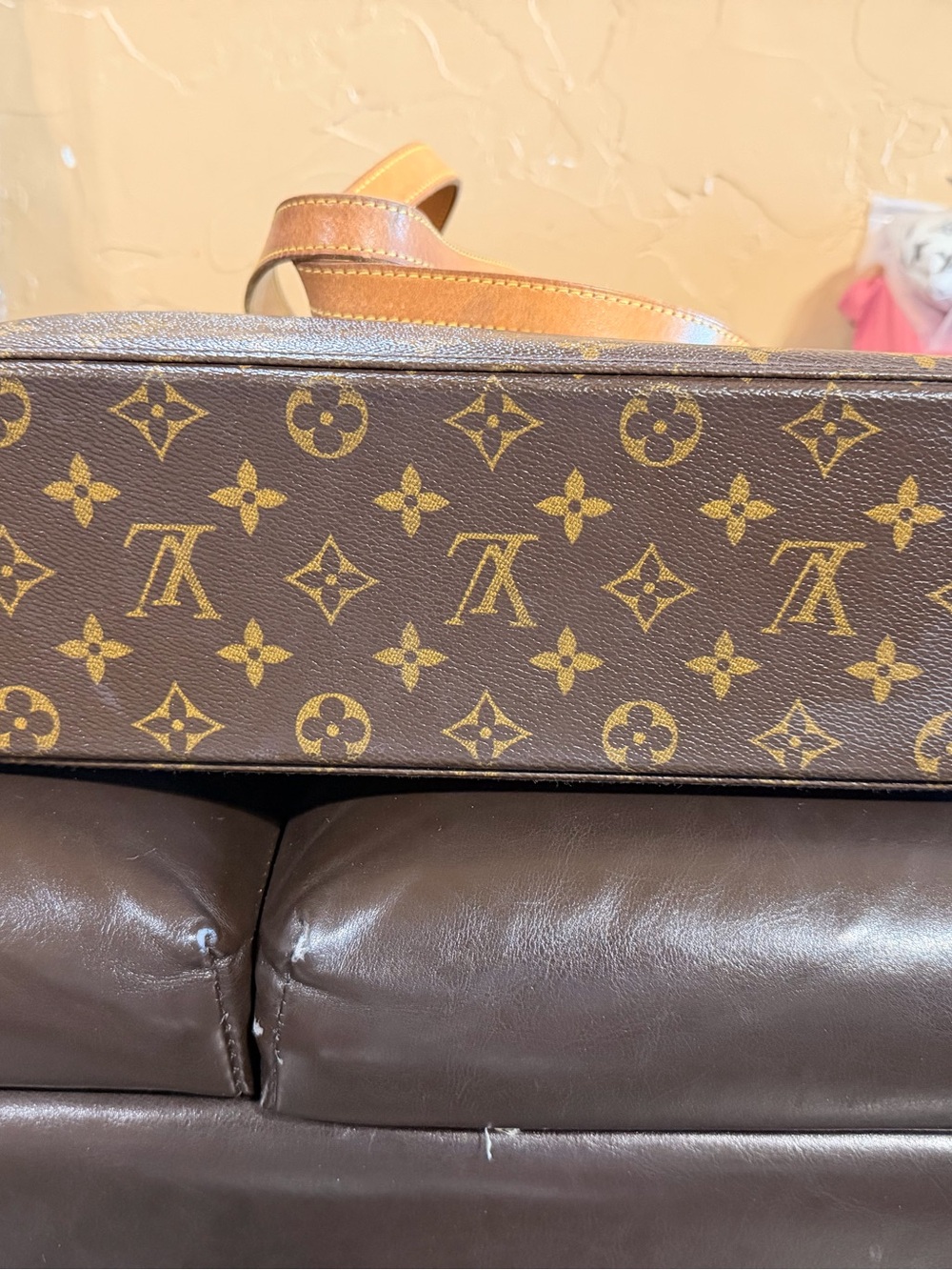 Louis Vuitton Monogram Canvas Tote in Brown with Tan Straps - Picture 8 of 11